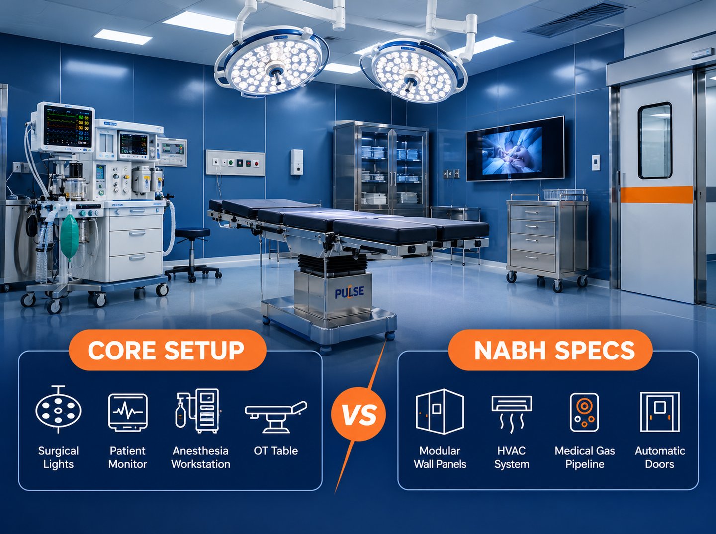 Modular operating theatre core setup versus NABH HVAC and infrastructure specs